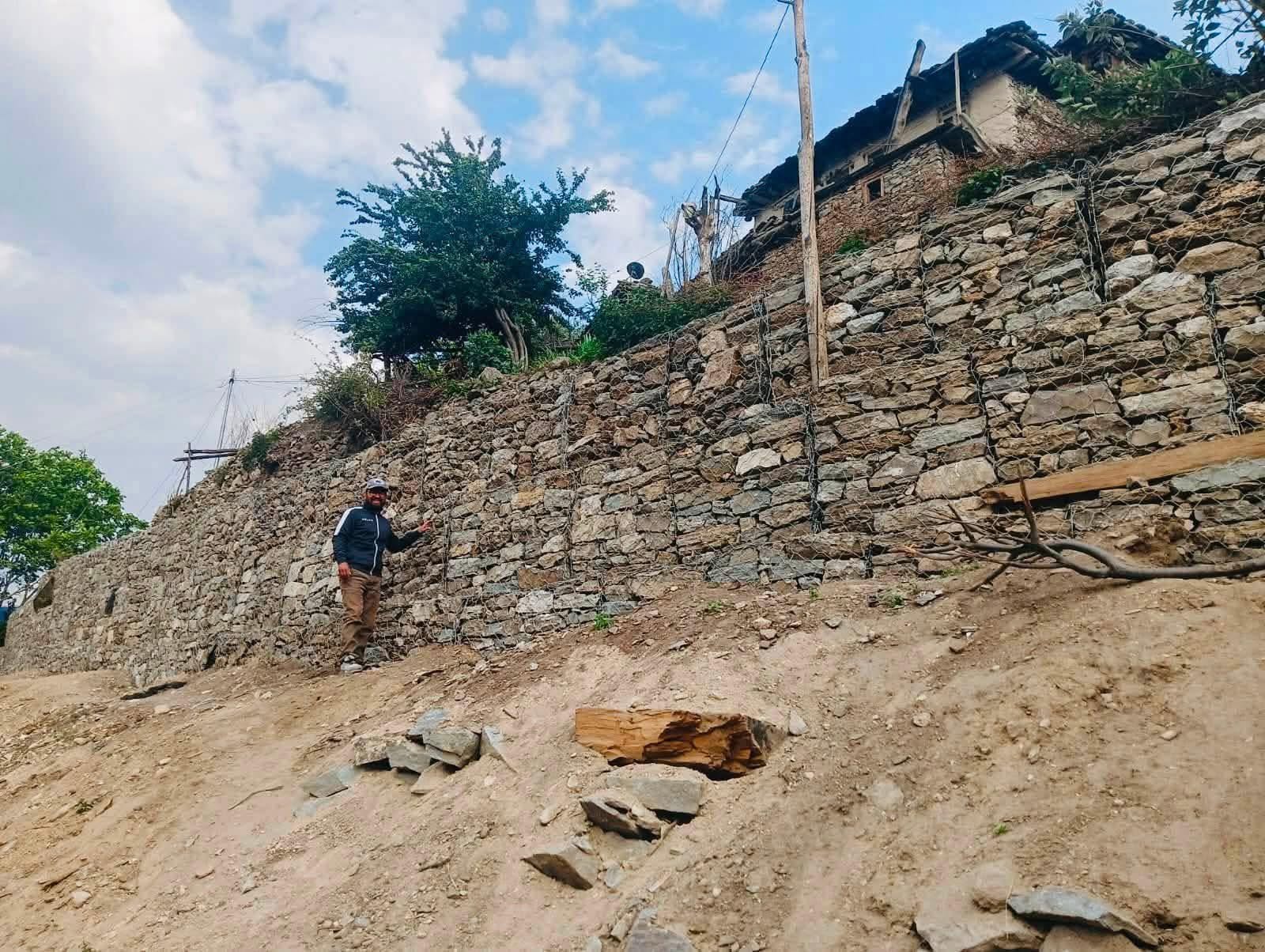 ग्याबिन लगाएपछि पहिरोबाट सुरक्षित दलित बस्ती